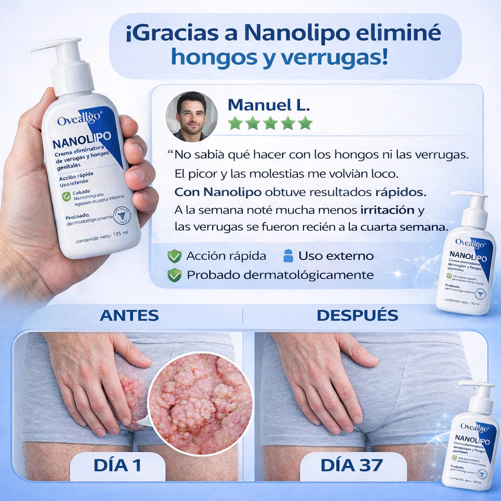 Crema eliminadora de hongos y verrugas genitales Oveallgo® Nanolipo