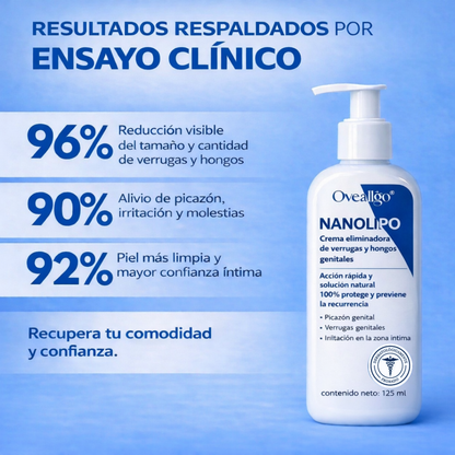 Crema eliminadora de hongos y verrugas genitales Oveallgo® Nanolipo