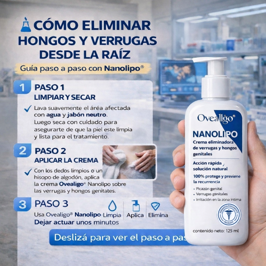 Crema eliminadora de hongos y verrugas genitales Oveallgo® Nanolipo