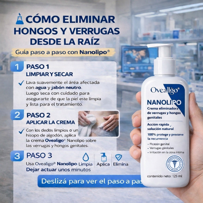 Crema eliminadora de hongos y verrugas genitales Oveallgo® Nanolipo