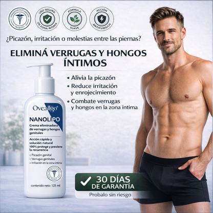 Crema eliminadora de hongos y verrugas genitales Oveallgo® Nanolipo